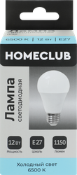Лампа светодиодная HOMECLUB груша 12Вт E27 холодный свет, Арт. LED-A60-12E2765, крупный план