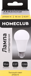 Лампа светодиодная HOMECLUB груша 15Вт E27 теплый свет, Арт. LED-A60-15E2727, фотография