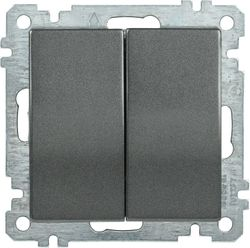 Выключатель 2-клавишный IEK BOLERO EVB20-K95-10 антрацит, картинка