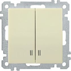 Выключатель 2-клавишный IEK BOLERO EVB21-K33-10 кремовый, картинка