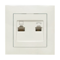 Розетка ВАЛЕНСИЯ EKF EWK02-035-30 RJ-45+RJ11 2-местная, крупный план