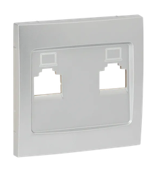 Панель лицевая ВАЛЕНСИЯ розетки RJ-45 2-местная сталь, крупный план