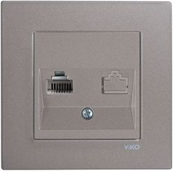 Розетка RJ-11 Viko Novella 4796 антрацит, крупный план