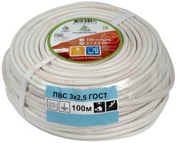 Провод силовой ПВС 3x2,5 кв.мм 100 м, вид