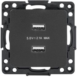 Розетка USB 2 поста EKF Стокгольм/PROxima черный, фото
