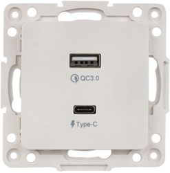 Розетка USB Type-A+C 2 поста EKF Стокгольм/PROxima белый, вид