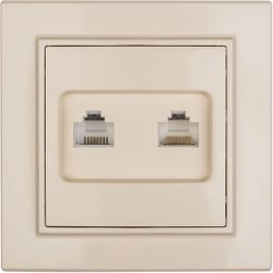 Розетка RJ-45,RJ-11 1 пост EKF Минск бежевый, фото
