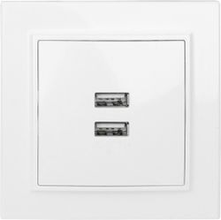 Розетка USB Type A 2 поста EKF Минск белый, картинка