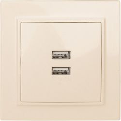 Розетка USB Type A 2 поста EKF Минск бежевый, изображение