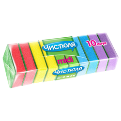 Губки с абразивом Чистюля Midi, 10 шт, крупный план