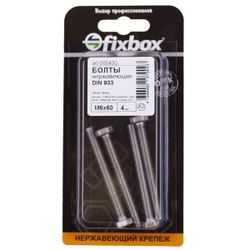 Болт нержавеющий FixBox DIN 933 М 6x60 4 шт, детальное фото