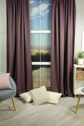 Комплект штор блэк-аут Linen Way лиловый 150х270, вид