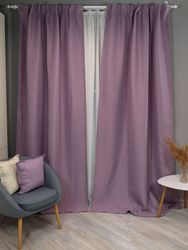 Комплект штор блэк-аут Linen Way сиреневый 145х270, крупный план