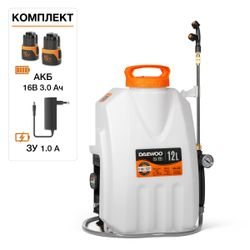 Опрыскиватель аккумуляторный DAEWOO DSA 12Li SET, Li-Ion аккумулятор 16В, 3Ач, с зарядным устройством 1А, 12л, крупный план