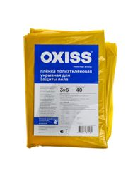 Пленка полиэтиленовая OXISS укрывная для защиты пола 3х6м, цвет желтый, крупный план