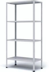 Металический стеллаж МС-500 254Р (191,5х100х50 см), 4 полки, цвет светло-серый, вид