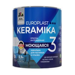 Краска DUFA PREMIUM EUROPLAST KERAMIKA 3  интерьерная моющаяся база 1 0,9л, крупный план