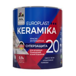Краска Dufa Premium Europlast Keramika 20 интерьерная моющаяся, база 1, 0,9 л, крупный план