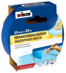 Малярная лента UNIBOB профессиональная синяя 25 ммх25 м, крупный план