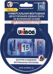 Двухсторонняя клейкая лента UNIBOB для внутренних работ 19мм, картинка