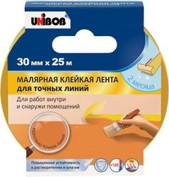 Лента малярная UNIBOB для точных линий 30мм х 25м, изображение