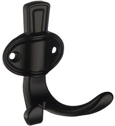 Мебельный крючок KERRON Hooks KR 0311 BL двухрожковый, матовый черный, картинка
