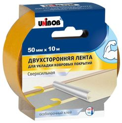 Клейкая лента UNIBOB двусторонняя 50 мм х 10 м белая, фото