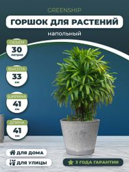 Кашпо для цветов 30 литров с дренажным вкладышем, изготовлено из композитного пластика, цвет светло-серый, крупный план