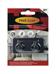 Крючок двойной черный стальной TRUE GLUE самоклеящийся с фиксатором 1 шт, вид