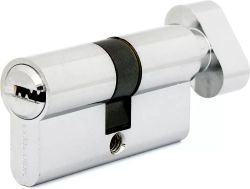 Цилиндр Palladium 60 C BK CP (30х30) мм ключ-вертушка хром, крупный план