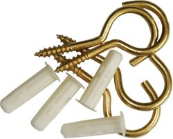 Дюбель универсальный ЕВРОПАРТНЕР MULTI Plug 6x25 мм с крюком-шурупом 4,1х50 мм латунь 4 шт, фото
