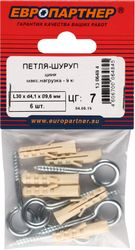 Петля-шуруп ЕВРОПАРТНЕР 4,1х30 оцинкованная 6 шт, крупный план