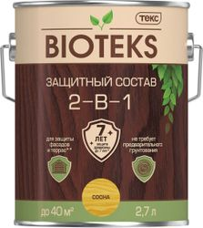 Защитный состав 2-в-1 BIOTEKS сосна 2,7 л, детальное фото