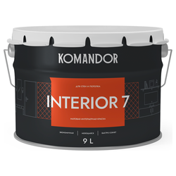 Краска для стен и потолков матовая KOMANDOR INTERIOR 7 БАЗА A 9 Л, изображение