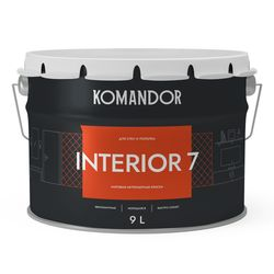 Краска для стен и потолков матовая KOMANDOR INTERIOR 7 БАЗА A 9 Л, картинка