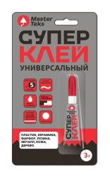 MasterTeks супер-клей цианоакрилатный универсальный 3 гр прозрачный, вид