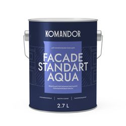 Краска фасадная атмосферостойкая KOMANDOR FACADE STANDART AQUA БАЗА A 2,7 Л, фото