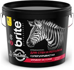 Краска для стен и потолков BRITE PROFESSIONAL ONE COAT база А ведро 9 л, вид