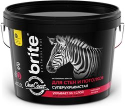 Краска для стен и потолков BRITE PROFESSIONAL ONE COAT база А ведро 2,7 л, детальное фото