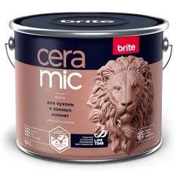 Краска BRITE ceramic для кухонь и ванных комнат База а, ведро 9 л, вид
