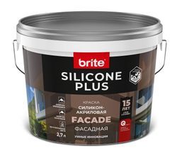 Краска BRITE silicone plus фасадная силикон-акриловая База а, ведро 2,7 л, фото