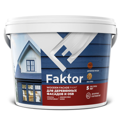 Краска FAKTOR для деревянных фасадов и osb Белая база а, ведро 2,7 л, крупный план