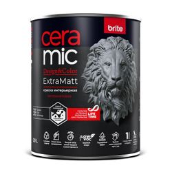 Краска BRITE CERAMIC для интенсивно используемых помещений ExtraMatt база А, банка 0,9 л, вид
