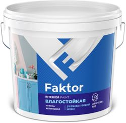 Краска для стен и потолков влагостойкая FAKTOR интерьерная белая ведро 13 кг, фото