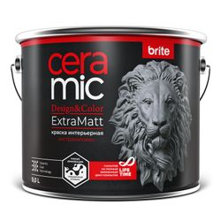 Краска BRITE CERAMIC для интенсивно используемых помещений ExtraMatt база А, ведро 9 л, детальное фото