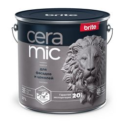 Краска BRITE ceramic для фасадов и цоколей База а, ведро 2,7 л, крупный план