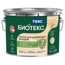 Краска для Деревянных Фасадов BIOTEKS D п/гл 9л, изображение