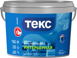 Краска интерьерная ТЕКС Профи гладкая глубокоматовая база А 1,8 л, вид