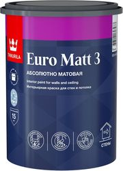 Краска интерьерная Tikkurila/Tikkivala Euro Matt 3 глубокоматовая белая 0,9 л, картинка
