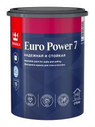 Краска интерьерная Tikkurila/Tikkivala Euro Power 7 матовая белая 0,9 л, картинка